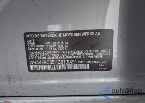 2017 BMW 430I Gran Coupe xDrive from USA, damaged, VIN WBA4F9C35HG813022